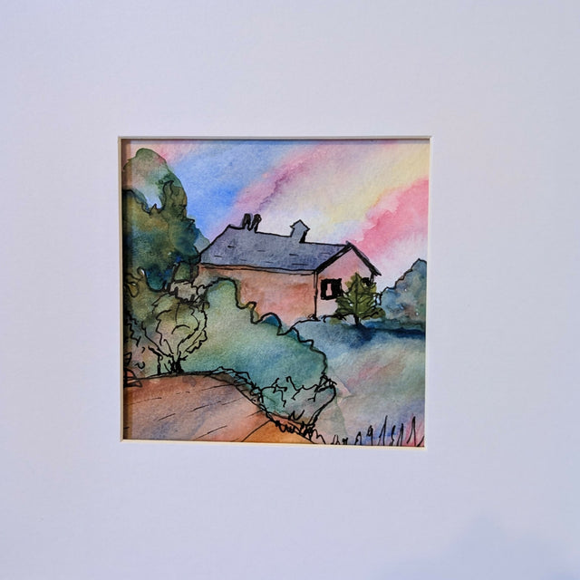 Wisconsin hills and sky, original watercolor