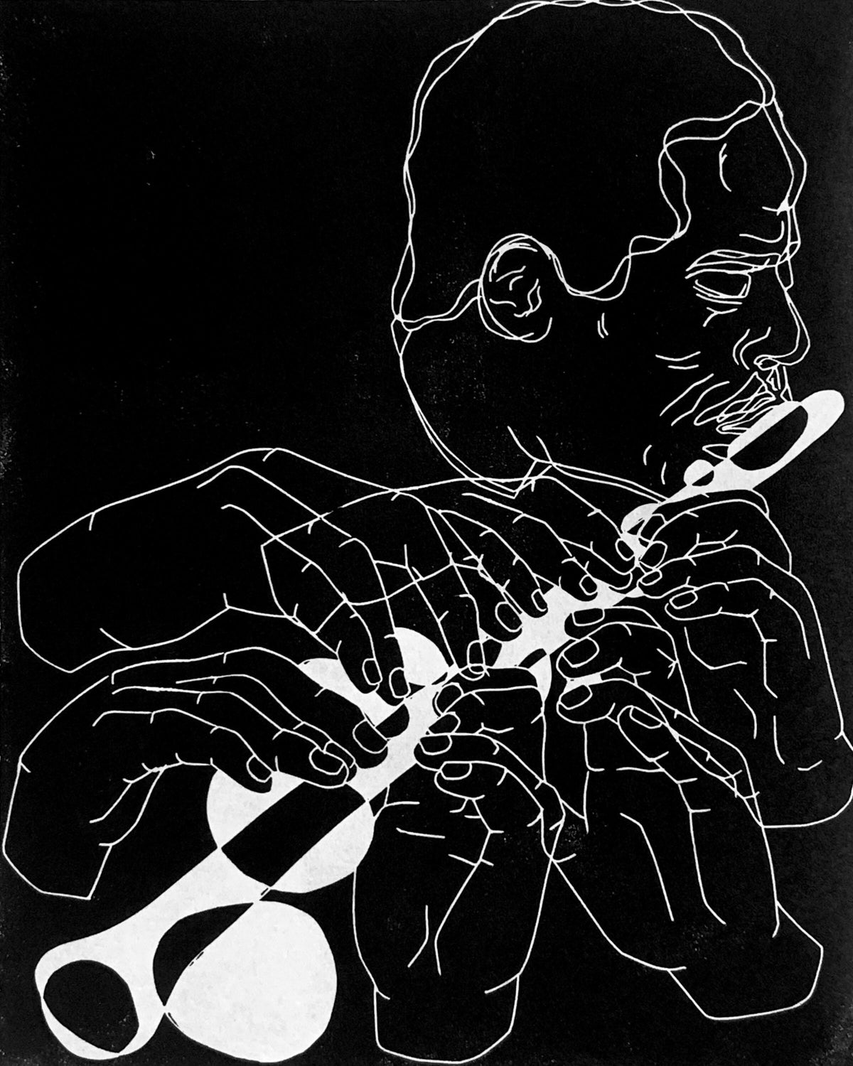 Eric Dolphy, 1961 | Jazz Flute | Flutist | Linocut Print | Wall Art