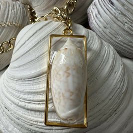 Lettered Olive Shell Pendant Necklace
