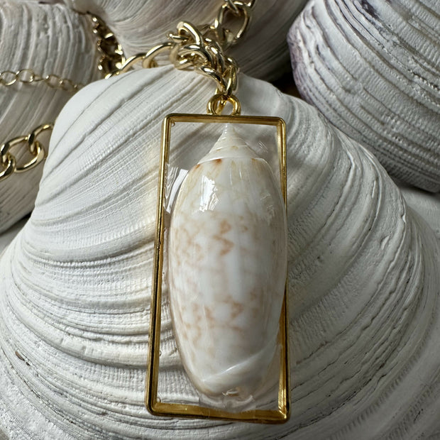 Lettered Olive Shell Pendant Necklace