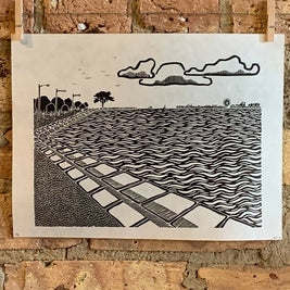 Lake Shore Drive 05 | Navy Pier / North Ave Beach | Linocut Print | Wall Art