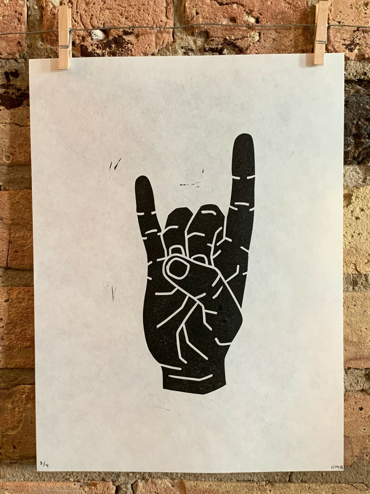 Rock On Hand | Linocut Print | Wall Art