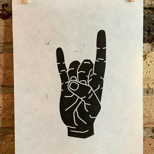 Rock On Hand | Linocut Print | Wall Art
