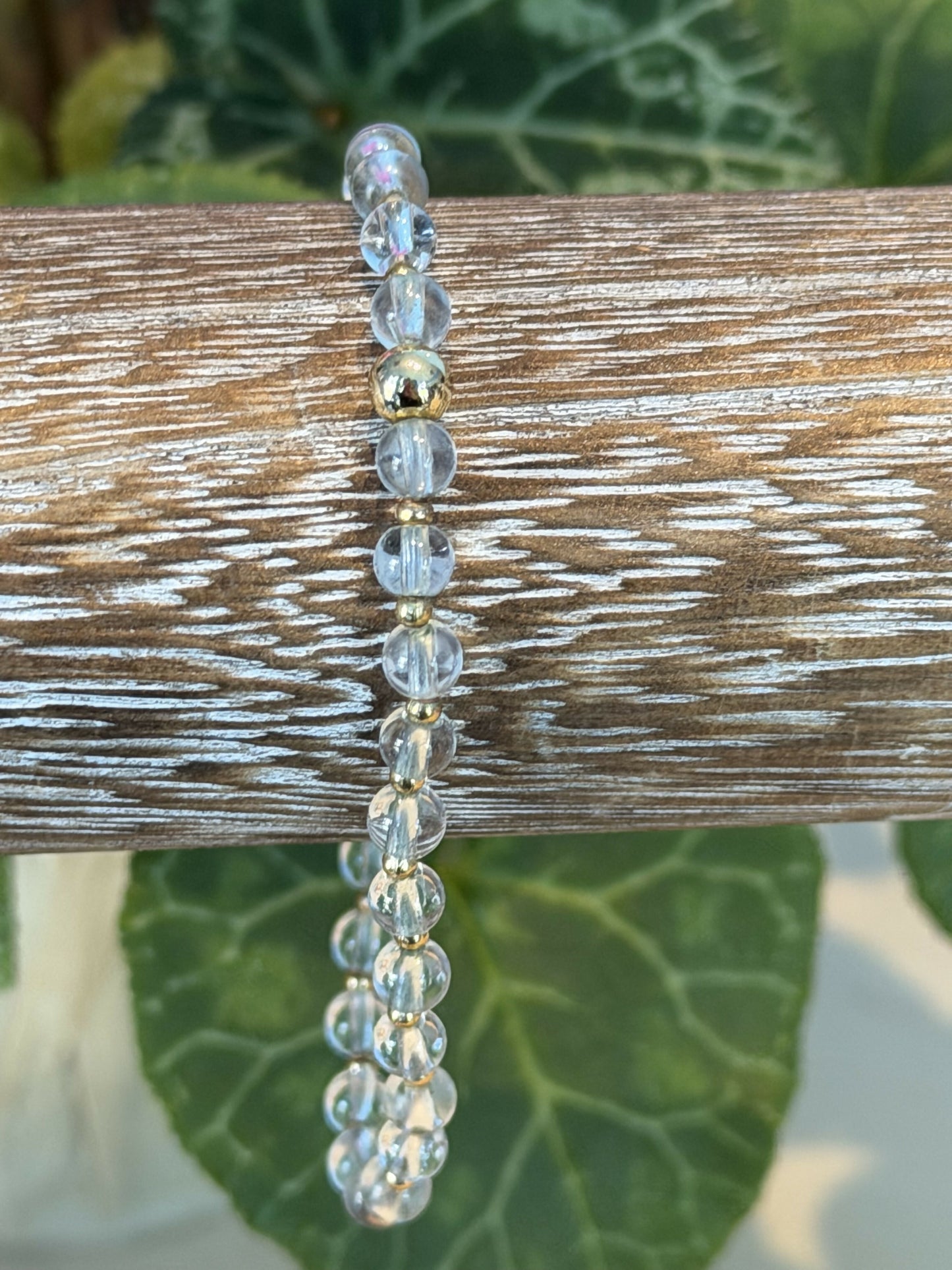 The Essentials Collection | 4mm glass bead bracelet with 2mm gold plated spacer beads