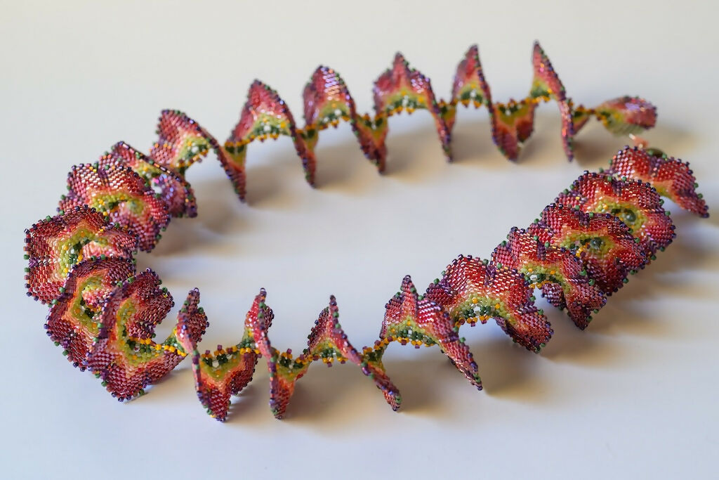 Red Starflower Spiral Necklace
