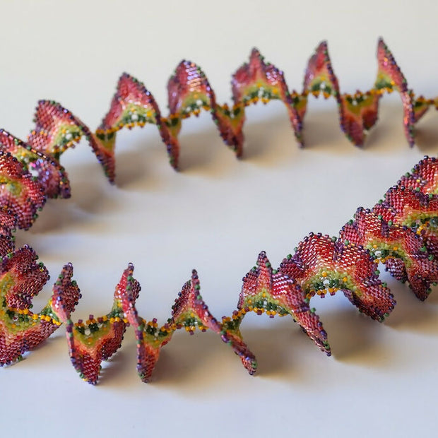 Red Starflower Spiral Necklace