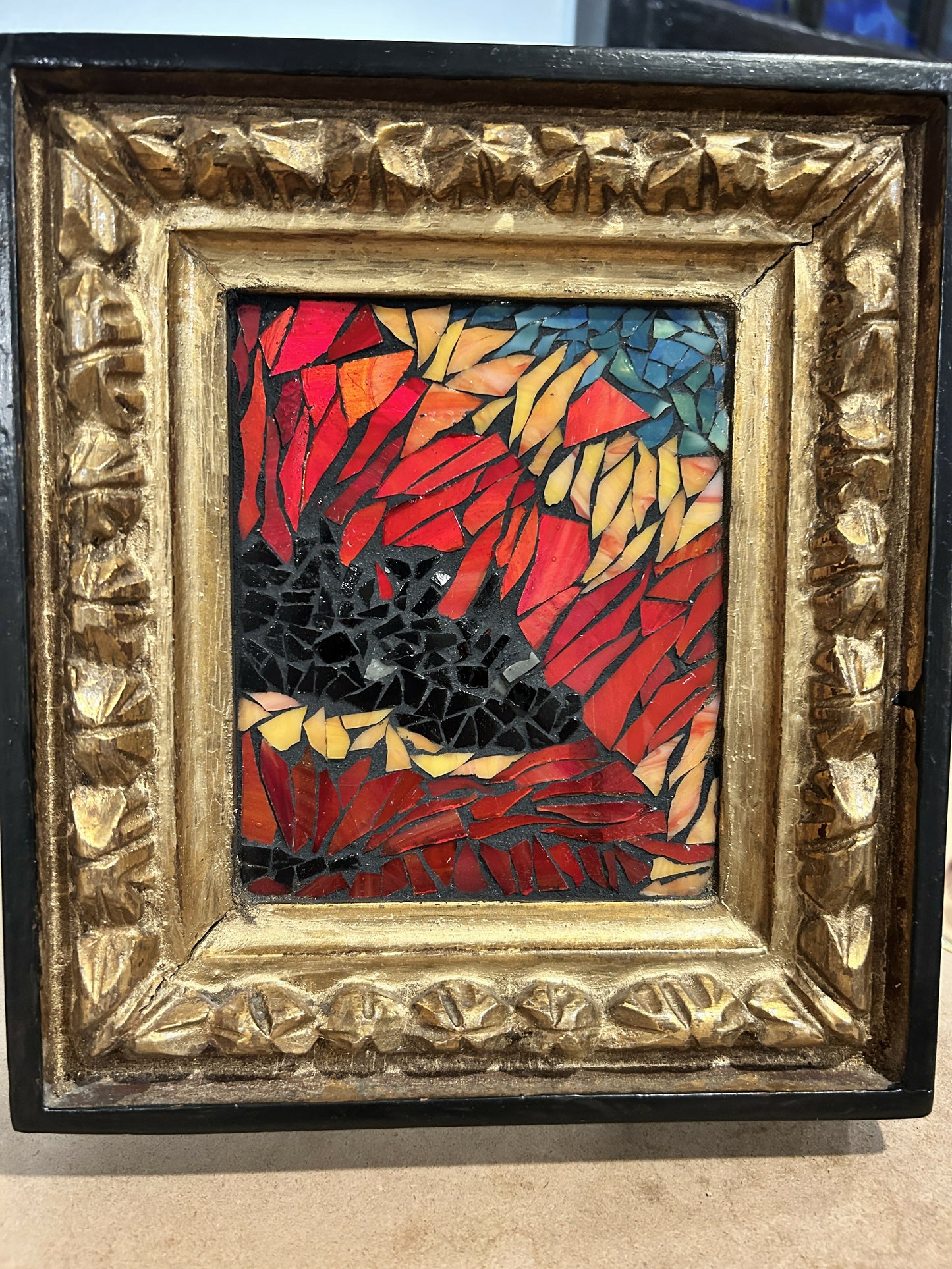 Contemporary Poppy II - Stained Glass Mosaic