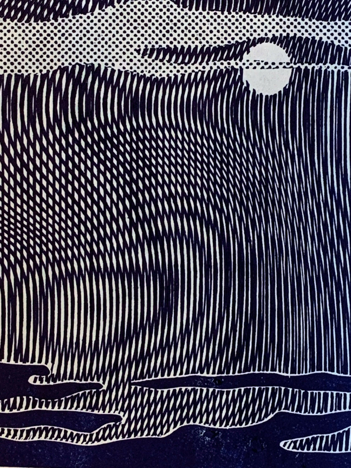 Rowlux Moonscape / Moire 12 | Seascape | Linocut Print | Wall Art