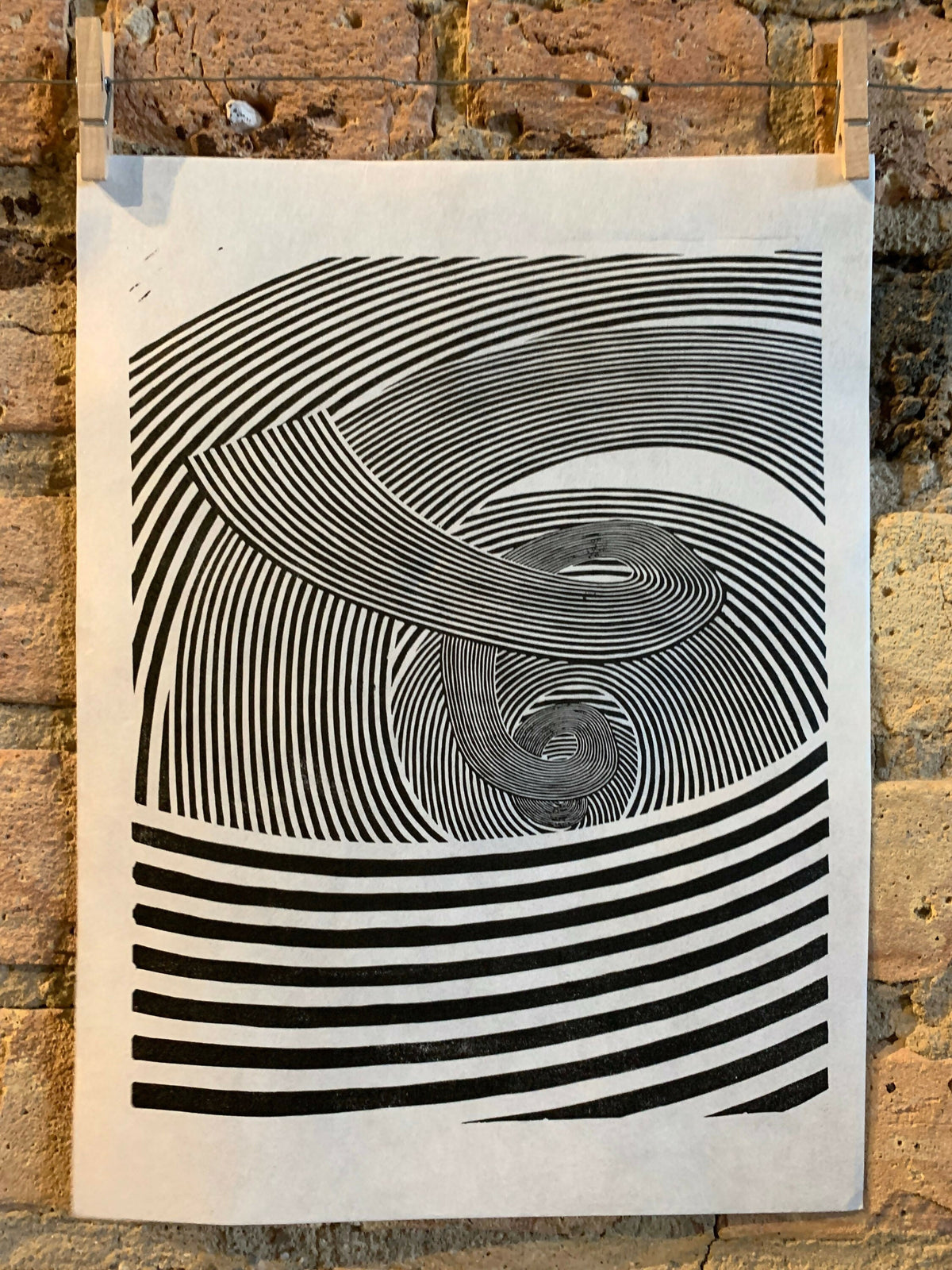 Spiral / Moire Test 08 | Linocut Print | Wall Art | Optical Illusion | Abstract | Geometric | Minimal | Op Art
