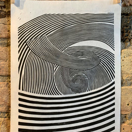 Spiral / Moire Test 08 | Linocut Print | Wall Art | Optical Illusion | Abstract | Geometric | Minimal | Op Art