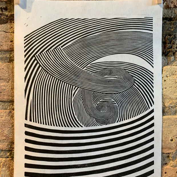 Spiral / Moire Test 08 | Linocut Print | Wall Art | Optical Illusion | Abstract | Geometric | Minimal | Op Art