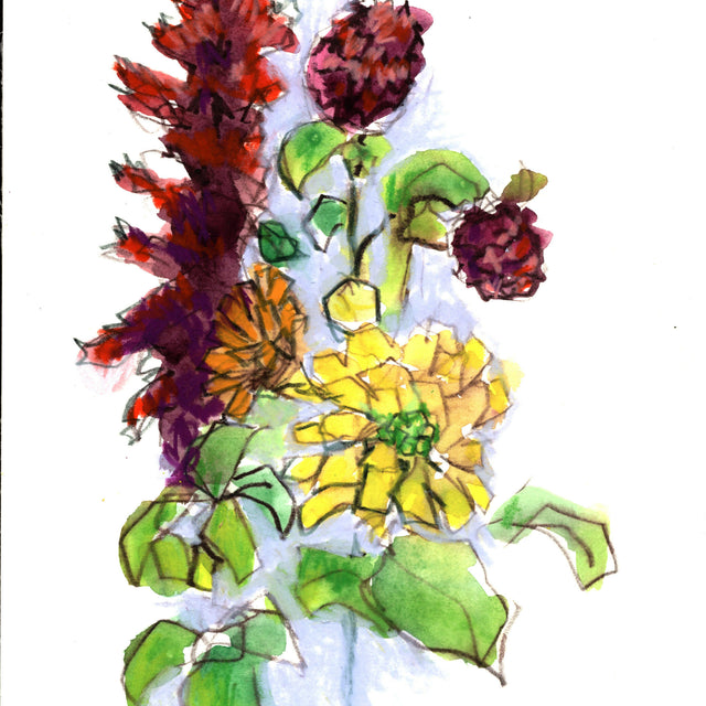 Summer Bouquet, Mixed Media 7 x 10 unframed