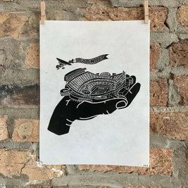 Arrowhead Stadium, Kansas City Chiefs | Handscape | | Linocut Print | Wall Art