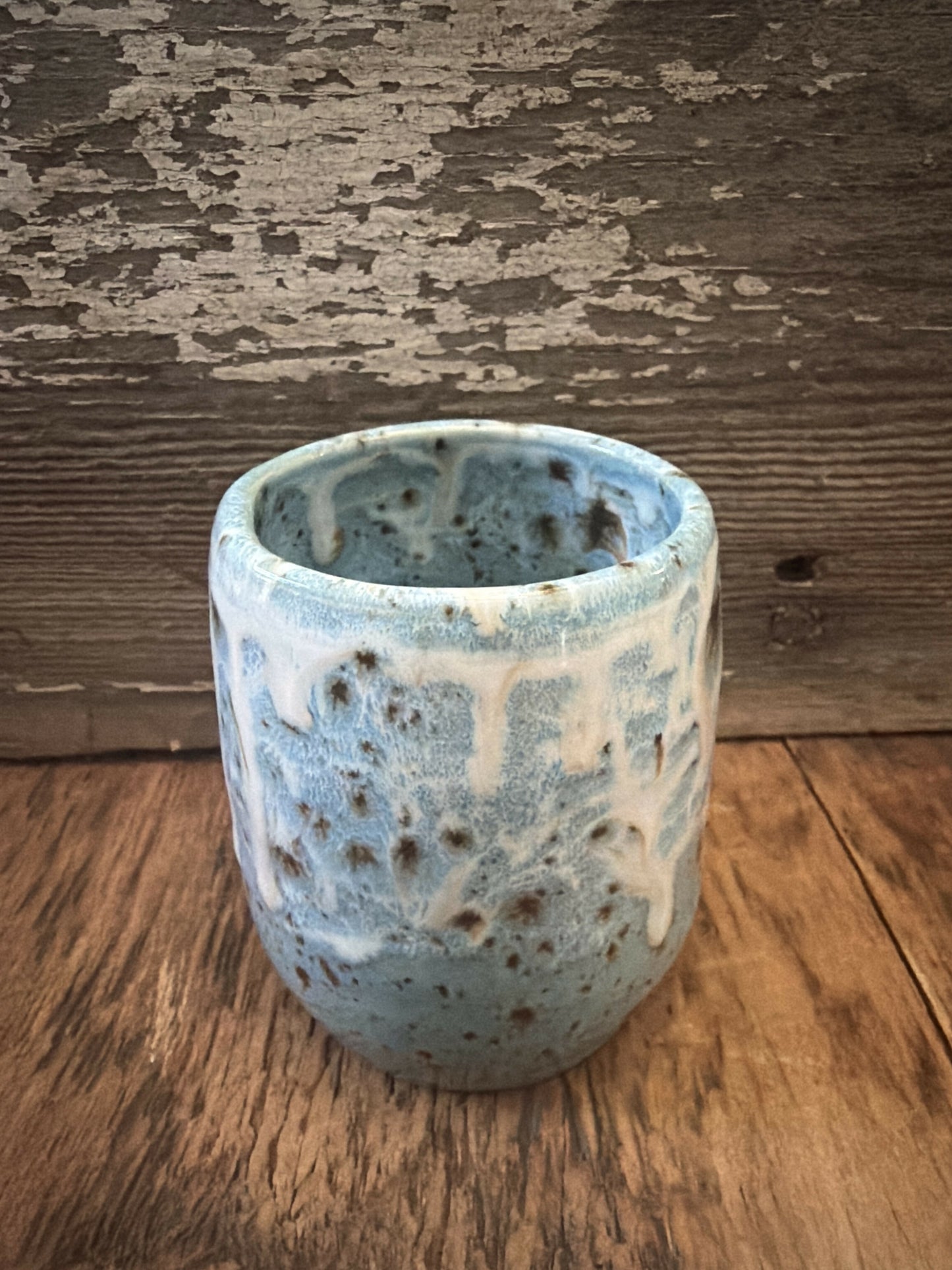 Wine Cup (curved) turquoise speckle