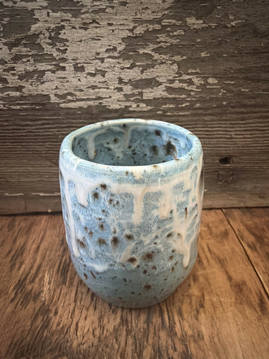 Wine Cup (curved) turquoise speckle