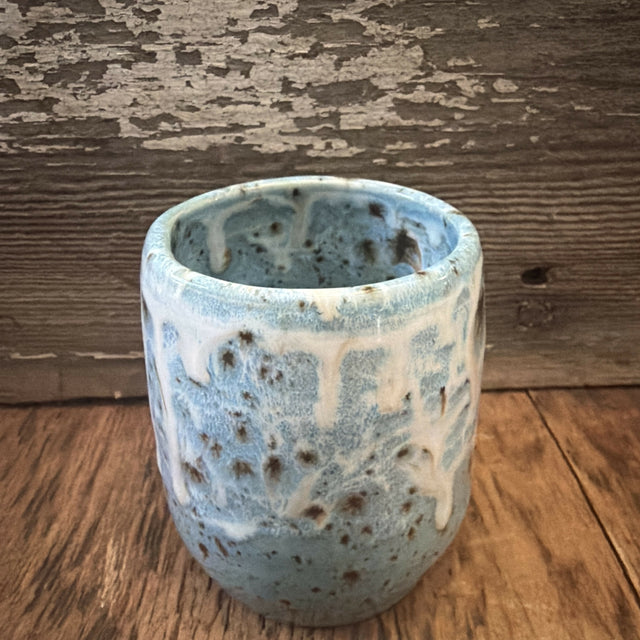Wine Cup (curved) turquoise speckle