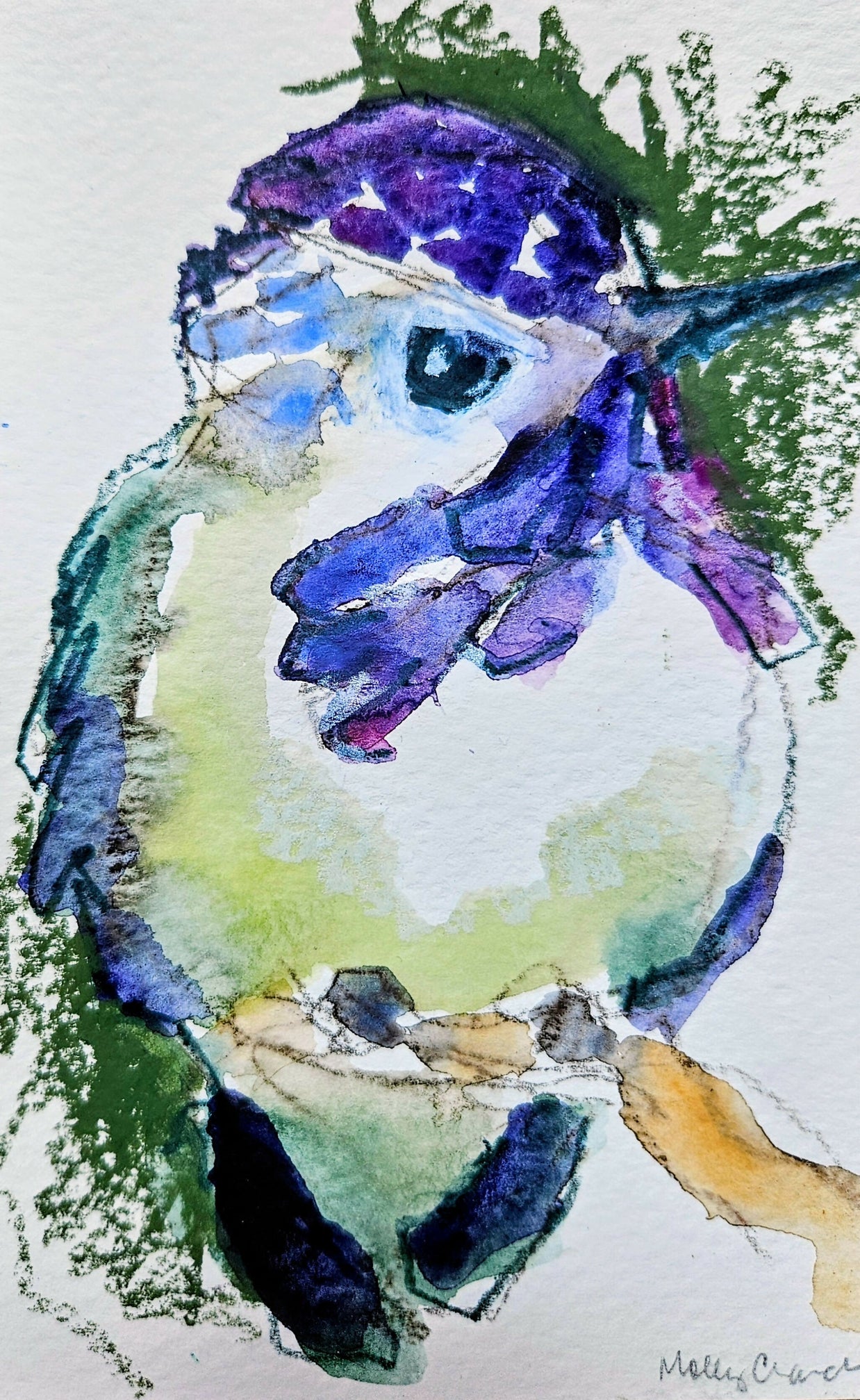Serene, 5 x 7 Mixed Media Watercolor on Paper Framed