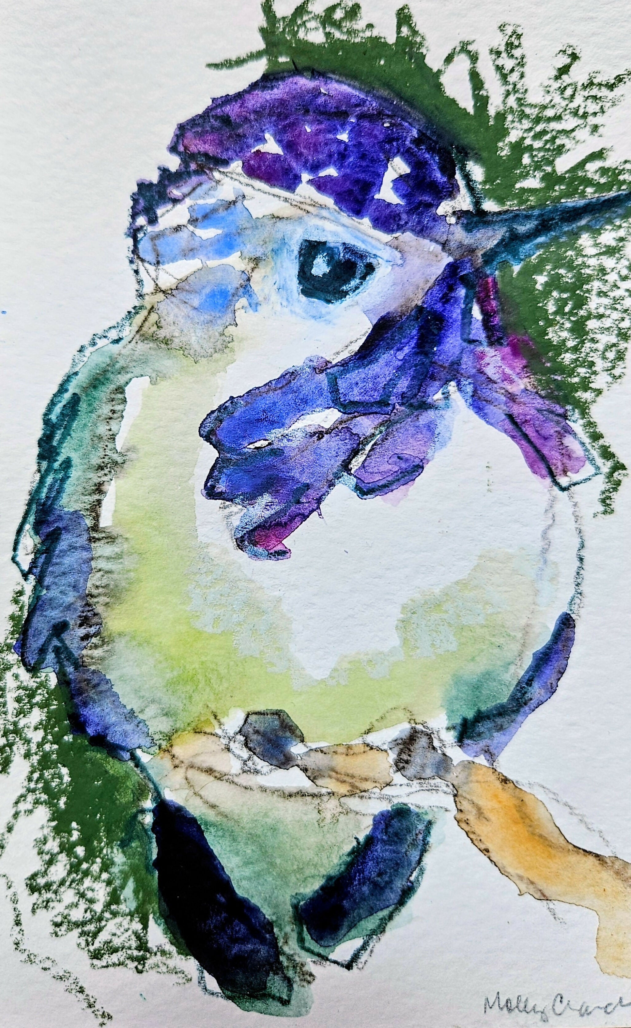 Serene, 5 x 7 Mixed Media Watercolor on Paper Framed