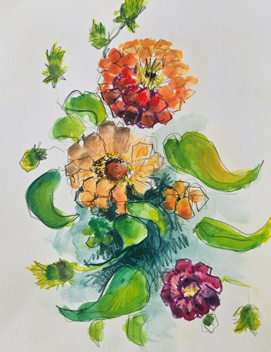 Wildflower Bouquet Mixed Media