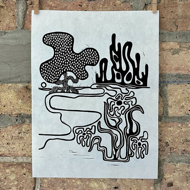 Lake Shore Drive 13 | Chicago Lakefront | Linocut Print | Wall Art
