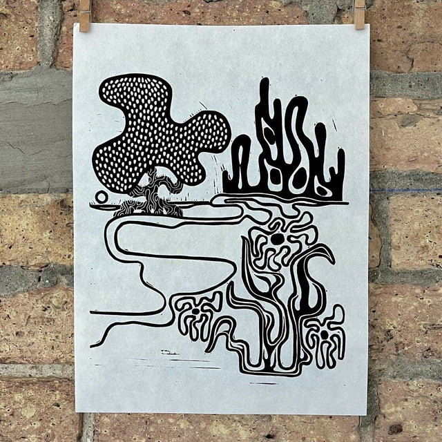 Lake Shore Drive 13 | Chicago Lakefront | Linocut Print | Wall Art