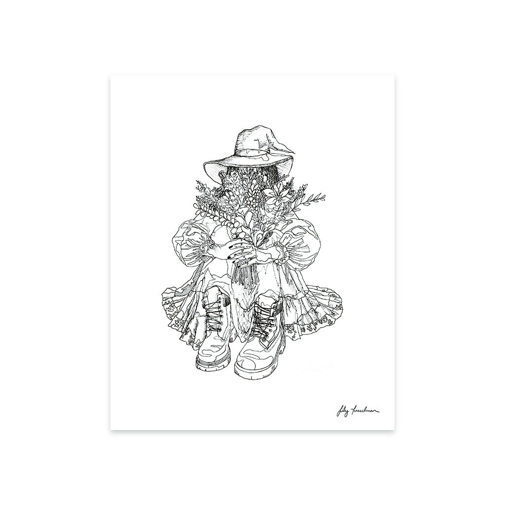 8”x10” Art Print, Boots & Flowers