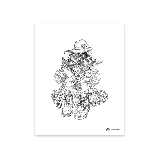 8”x10” Art Print, Boots & Flowers