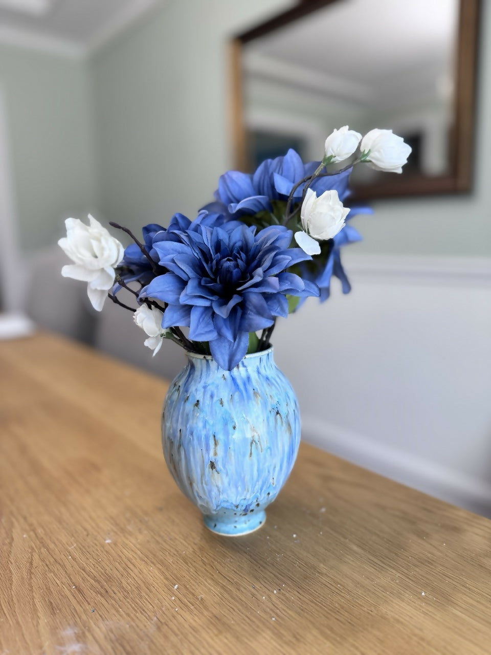 Blue Marbled Vase