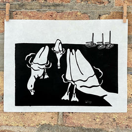 Ducks | City Scenes | Landscape, Summer, Lake Shore Drive, Chicago | Linocut Print | Wall Art
