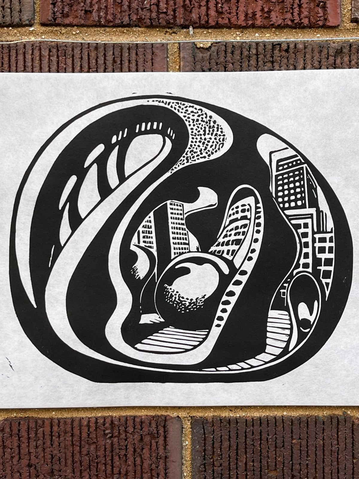 Cloudgate, Bean 01 | Millennium Park | Chicago | Linocut Print | Wall Art