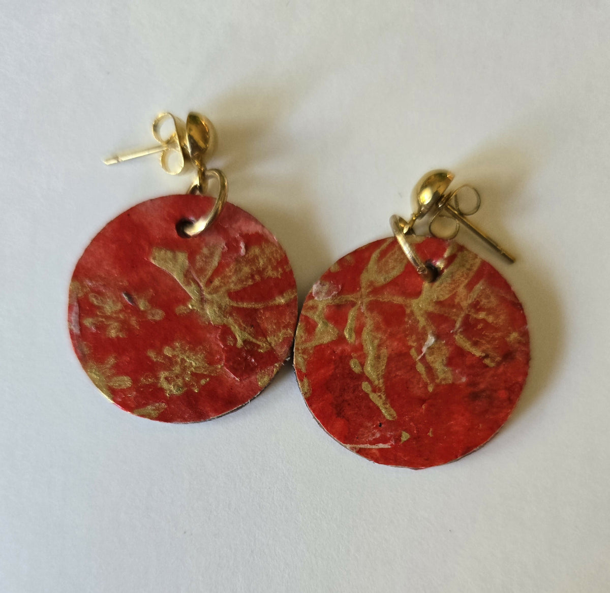 Small handpainted disk earrings