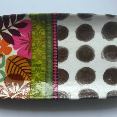 decoupage trinket tray - floral/dots
