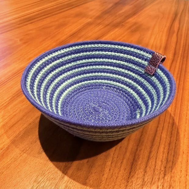 Coiled rope vessel blue / green