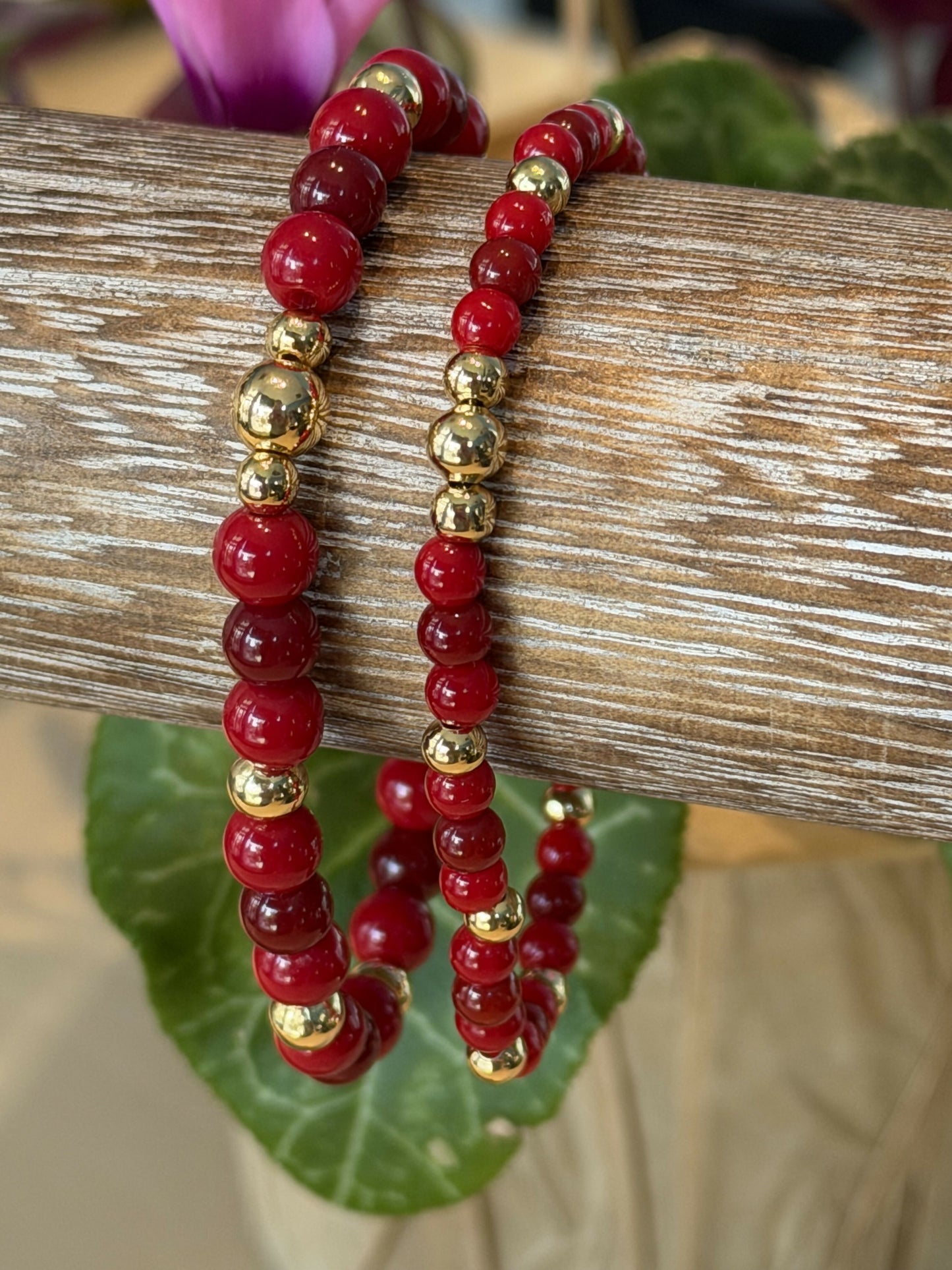 Cranberry Cheer | Single Bracelet| 4mm or 6mm