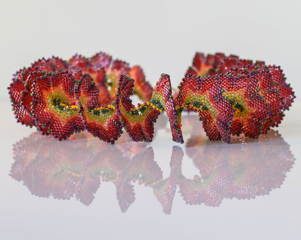 Red Starflower Spiral Necklace