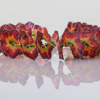 Red Starflower Spiral Necklace
