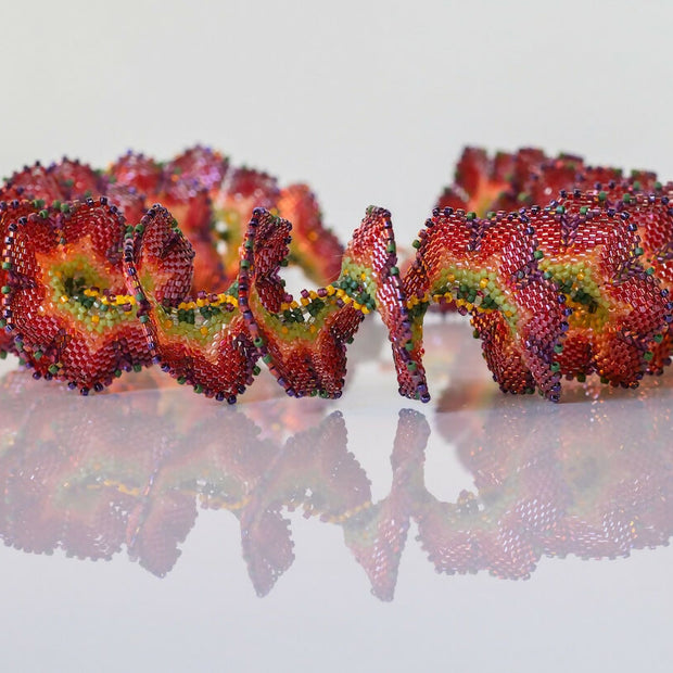 Red Starflower Spiral Necklace