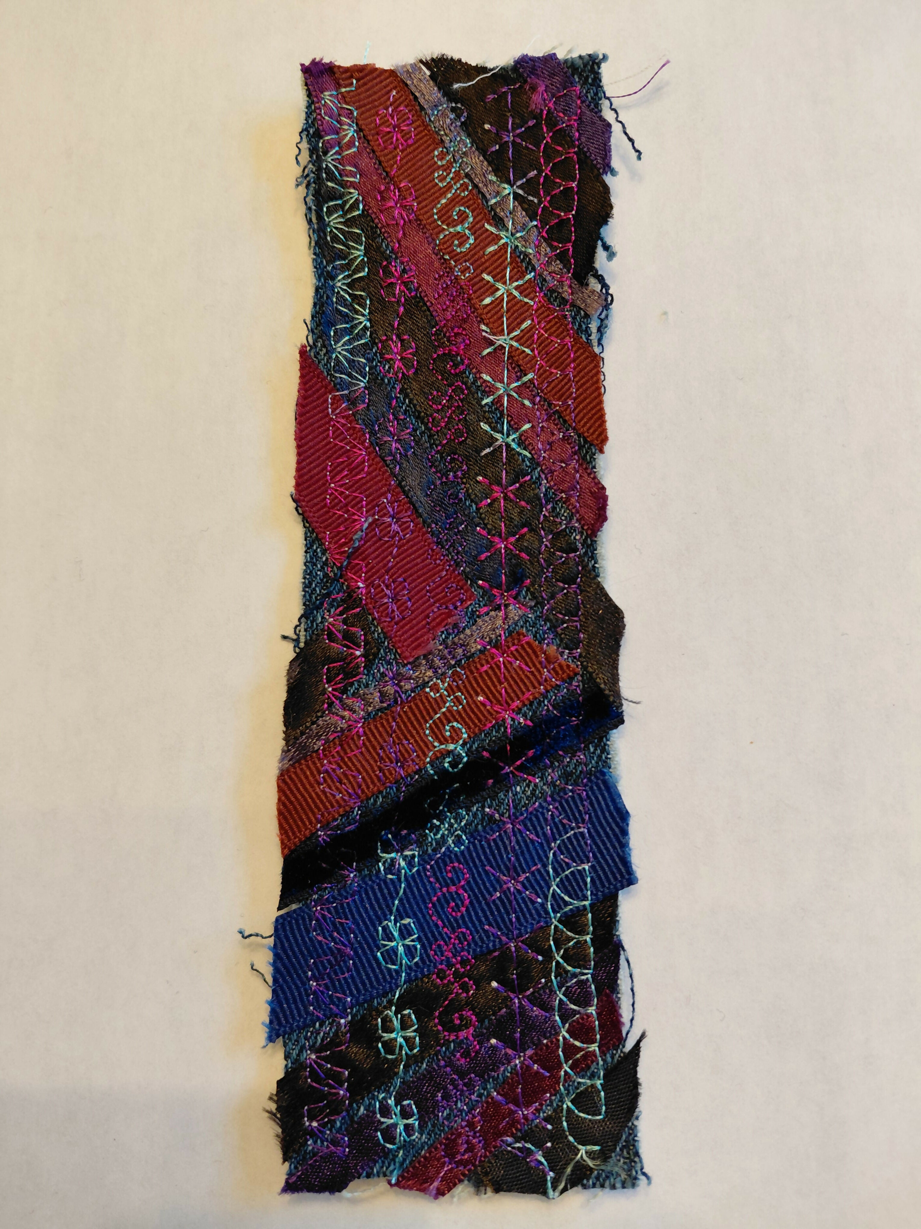 Burgundy and black linear ribbon bookmark