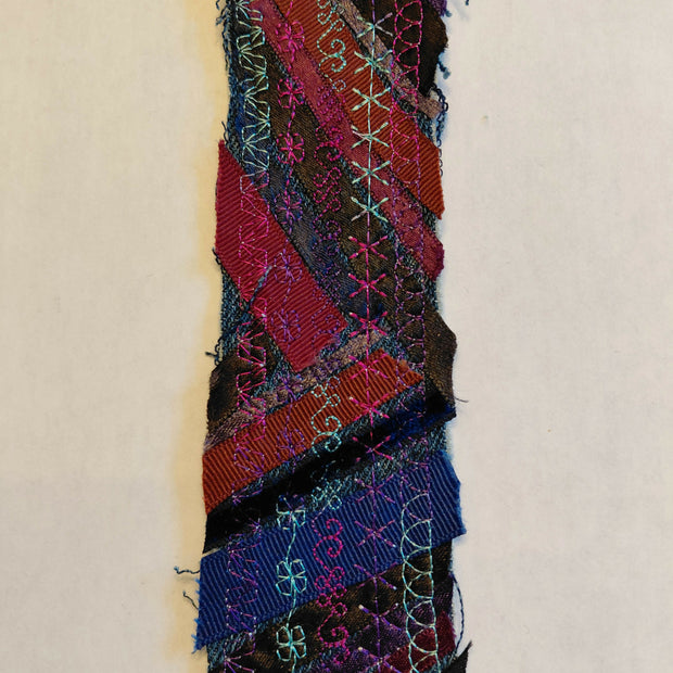 Burgundy and black linear ribbon bookmark