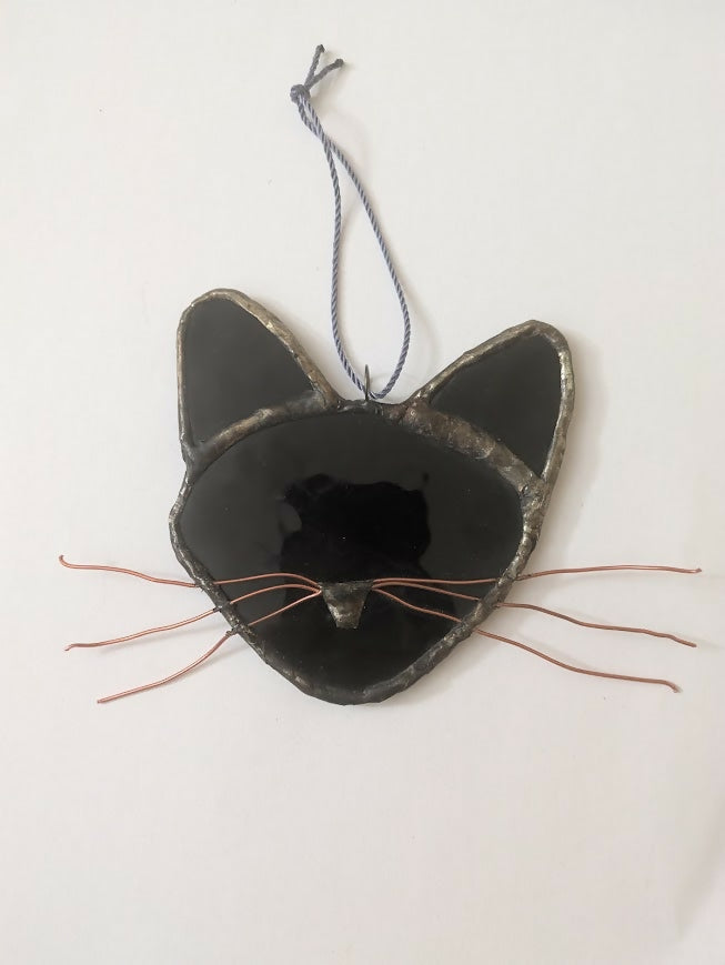 Recycled Stained Glass Cat