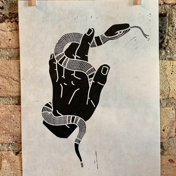 Snake Charmer | Linocut Print | Wall Art