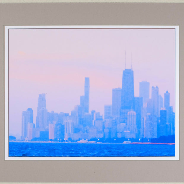 Chicago Skyline at Sunrise, matted print