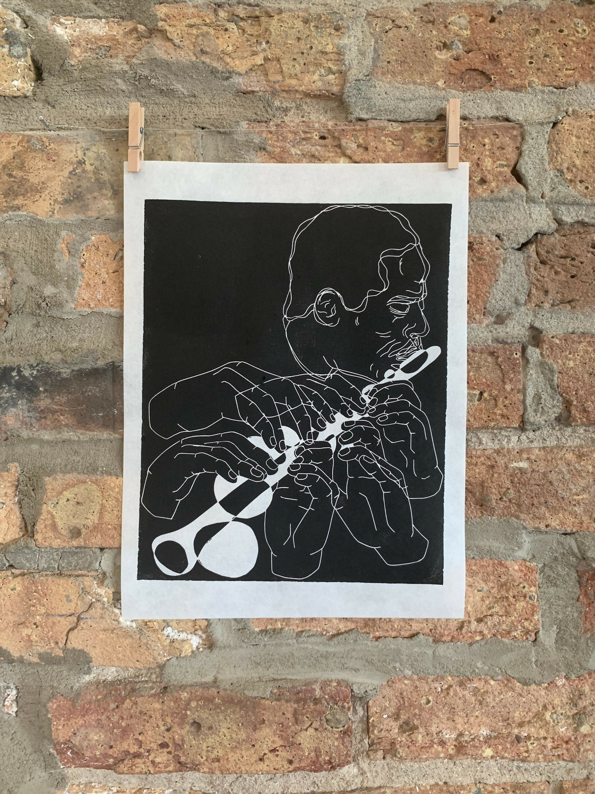 Eric Dolphy, 1961 | Jazz Flute | Flutist | Linocut Print | Wall Art