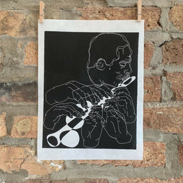 Eric Dolphy, 1961 | Jazz Flute | Flutist | Linocut Print | Wall Art