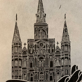 St. Louis Cathedral Hand | Jackson Square, New Orleans, Louisiana | NOLA | Linocut Print | Wall Art
