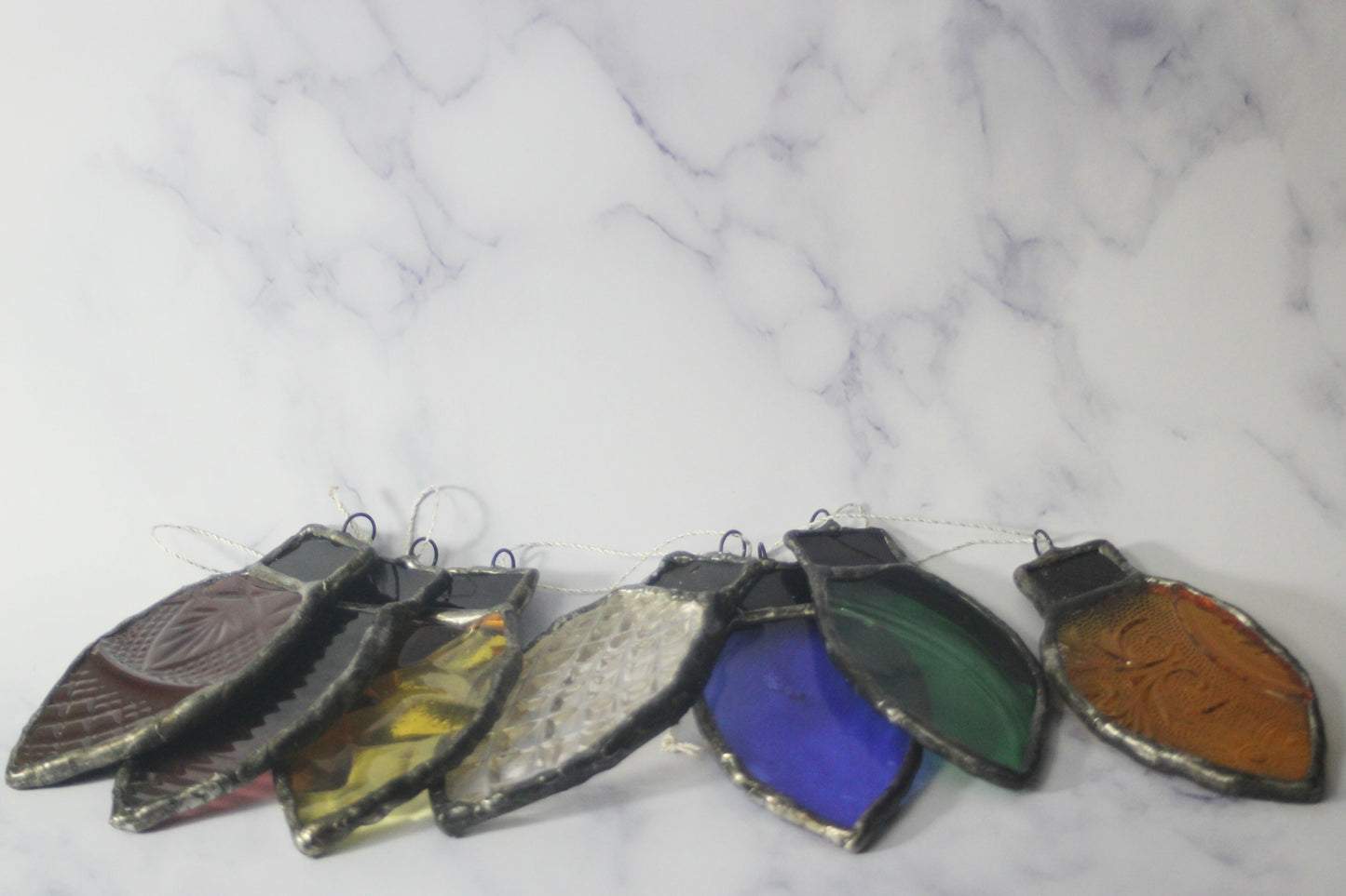 Recycled Stained Glass Lightbulb Ornament