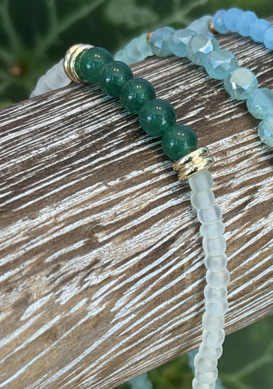Single Bracelet Delicate Green Glass
