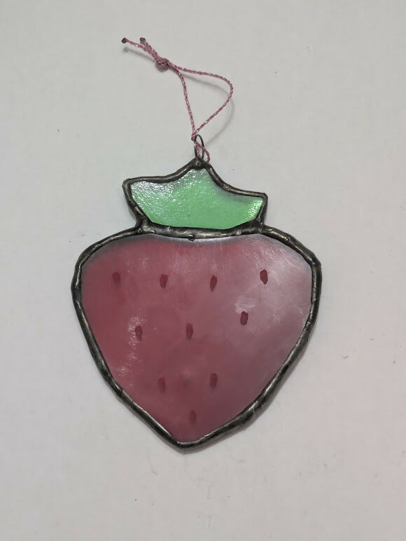 Recycled Stained Glass Strawberry