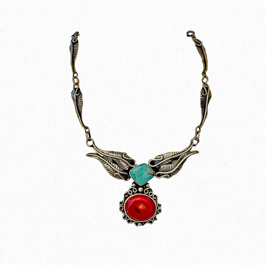 Navajo Turquoise Coral Necklace