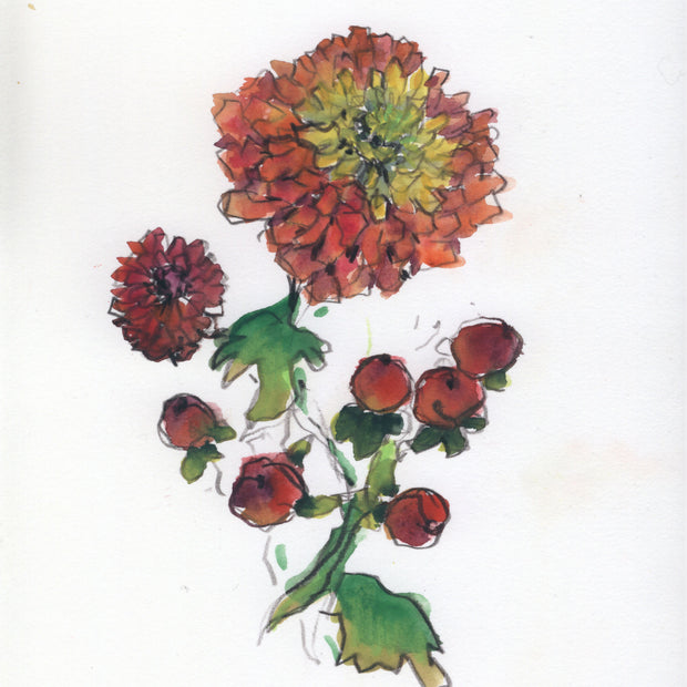 7 x 10 Drawing (Mixed Media) Unframed, Holiday Market